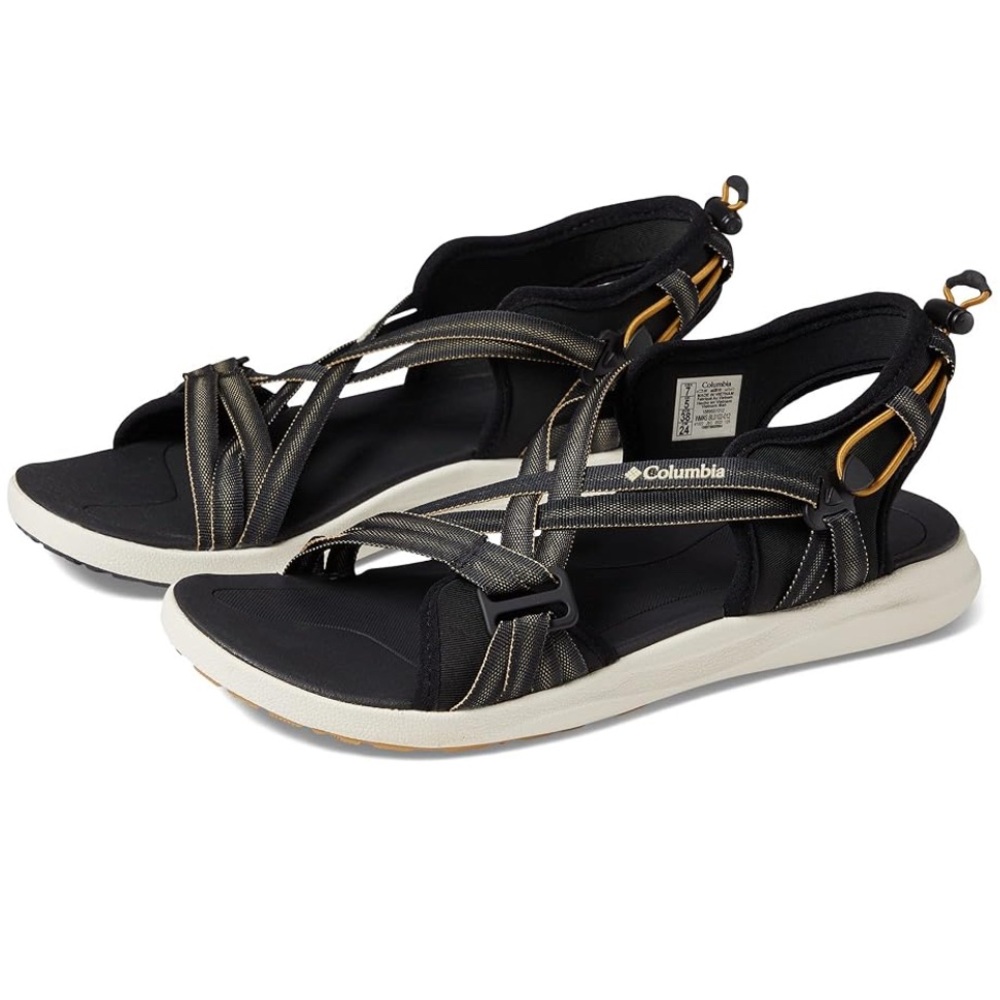 Columbia Women's Black Sport Sandals Tan Trim Size 11 New With Tag in Box